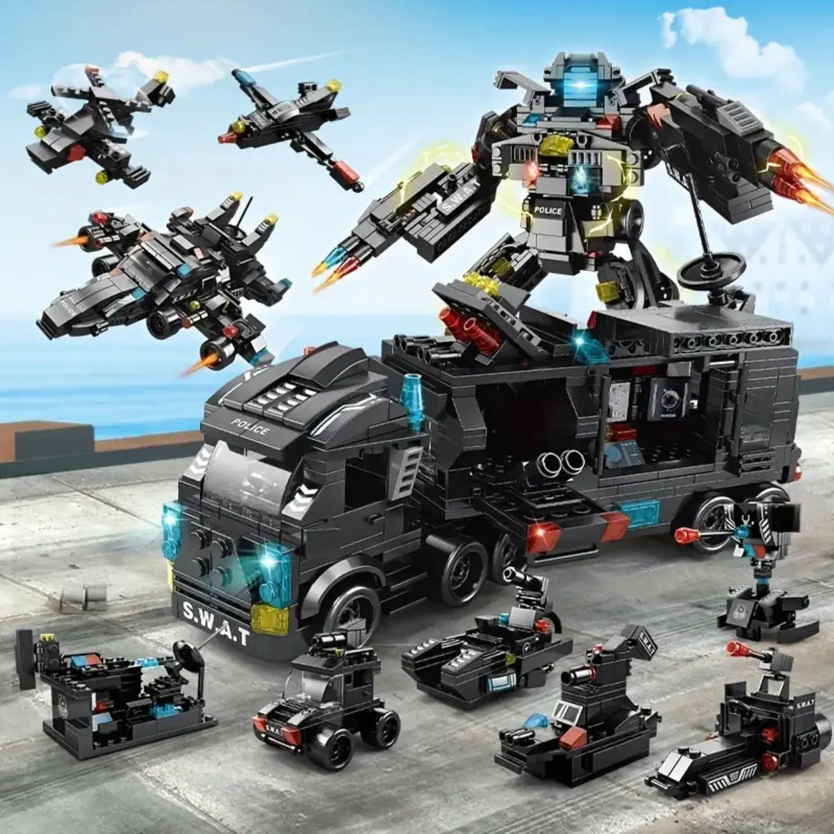 Hélicoptère, Transformer et Camion – 51 Modèles Différents (700 Pièces)