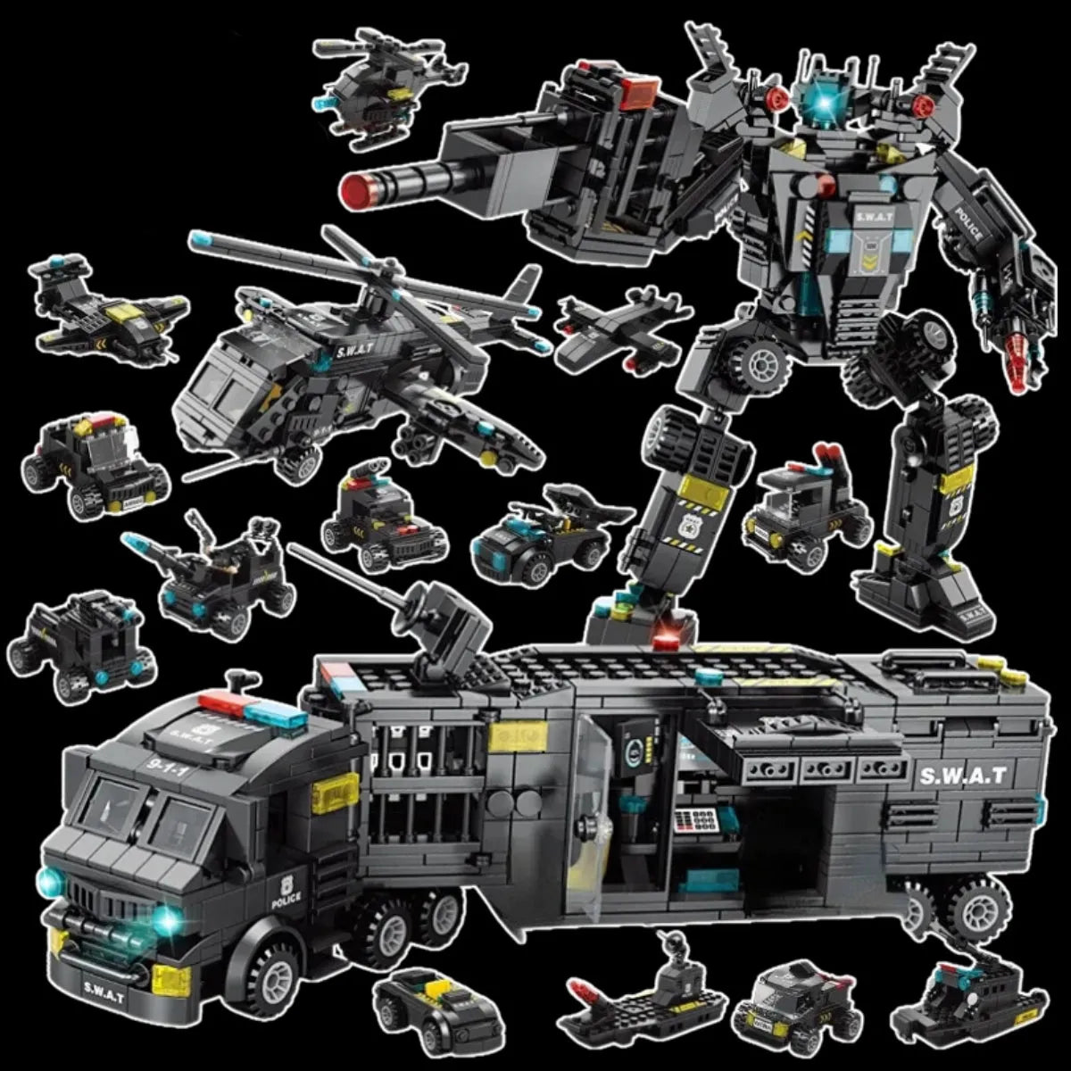 Hélicoptère, Transformer et Camion – 51 Modèles Différents (700 Pièces)